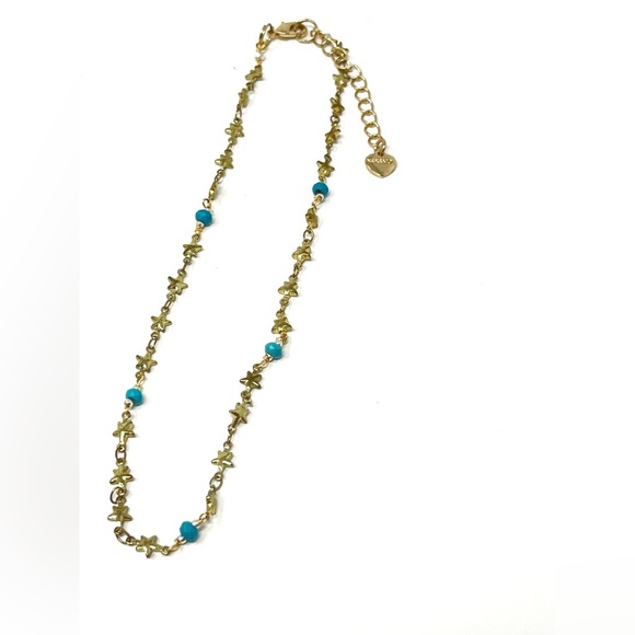 New Anthropologie Star Turquoise Gold Necklace - Picture 2 of 5